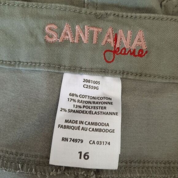 SANTANA JEANS Tummy Control Cropped Casual Capri Pants Green Sz 16 - Picture 12 of 13